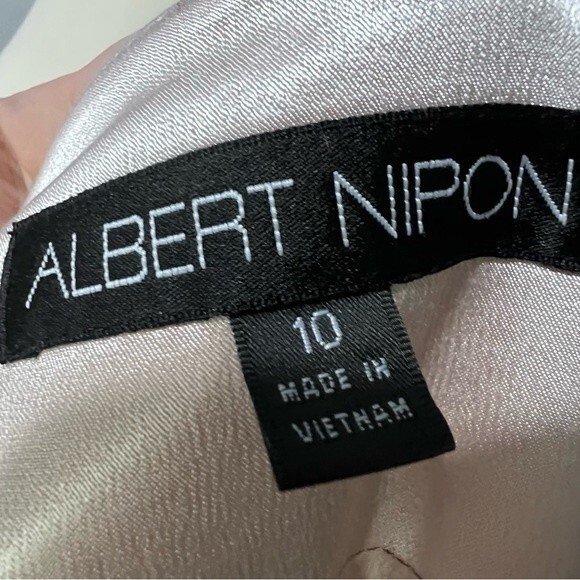 Albert Nipon Blush Sateen Long Collarless Dress Suit Set Size 10 Soft Girl - Picture 9 of 13